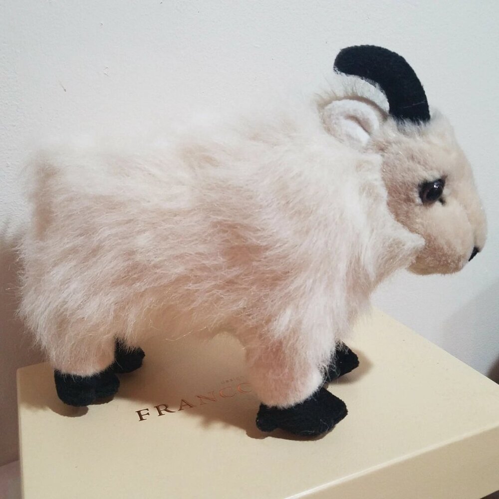 K & M International Plush Ivory & Black Large Stuffed Animal 10" by 8" Goat‎